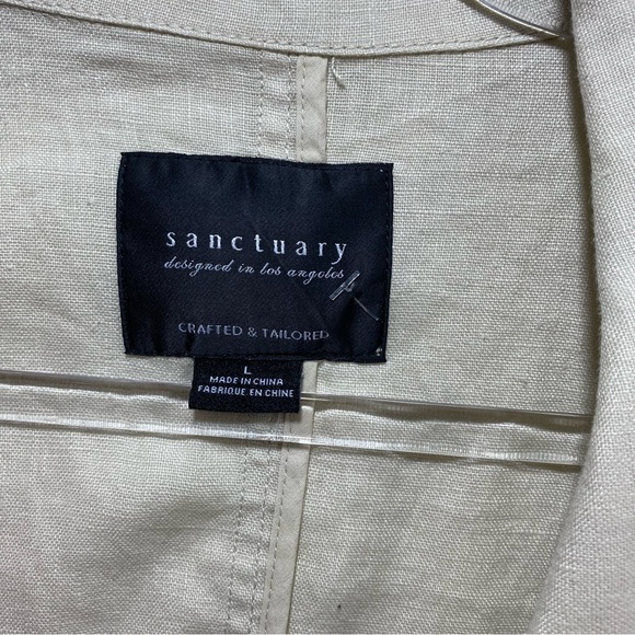 Sanctuary Linen Ecru Sand  Blazer Women L Resortwear Minimalist Old Money Career - Picture 4 of 8